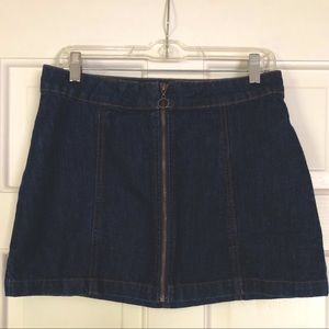 Altar’d State Front Zipper Jean Mini Skirt S